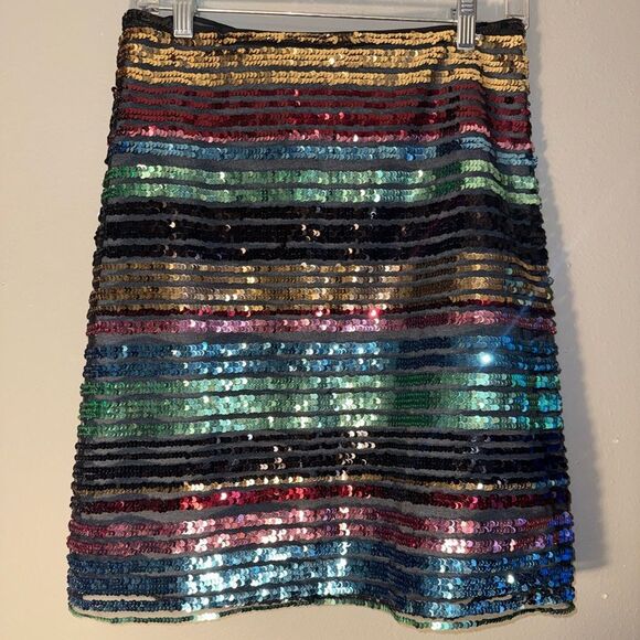 Moulinette Soeurs Multicolor Sequin Striped Skirt Holidays going out size 4 - Picture 1 of 5